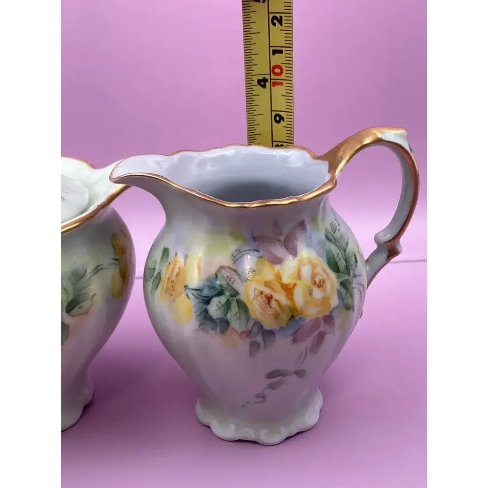 VTG Hand Paint Creamer Sugar Bowl Bareuther Bavaria Germany Porcelain